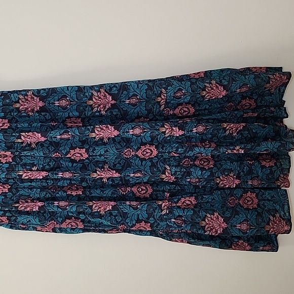 NWOT Anthropologie Peregrine Midi Dress Floral Teal and Pink Sz Meduim - Picture 15 of 16